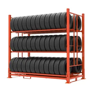 Stackable High Quality Truck Tyre Storage Rack Heavy Duty Metal Warehouse Rack For Tire And Wheel Display