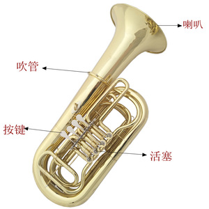 <span class=keywords><strong>Tuba</strong></span> en laiton laqué or à quatre clés, à fourreau <span class=keywords><strong>droit</strong></span>, en Si bémol, pour étudiants, débutants, adultes et groupes, emballage valise, Chine - Product Image 2