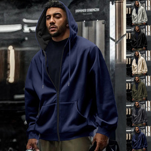 Veste cardigan décontractée à capuche pour homme, couleur unie, imperméable, fermeture éclair, en polyester et élasthanne, coupe ample, pour l'automne et l'hiver - Product Image 2