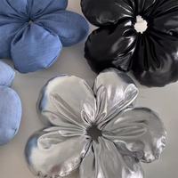 Q & Y ikat rambut gaya Korea sederhana modis bunga biru Puffy lucu untuk anak perempuan desain bunga baru spons rambut empuk Scrunchies