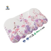 Tapis de clavier ergonomique personnalisable rose fleuri avec repose-poignets, base antidérapante en PU et silicone, et ensemble de tapis de bureau en mousse à mémoire de forme pour souris de jeu