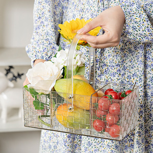 Transparent Gold Powder Picnic Basket 24.5x12.4x21.5 Portable Storage Basket For Fruit Snacks Flowers - Product Image 4