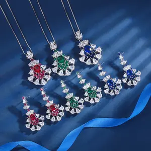 8*10 6*8 Neues Produkt Großhandel Modeschmuck Damen Vergoldeter Anhänger Ohrring Set Dubai Indian Party Geschenk Schmuck Set