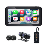 Écran CarPlay pour moto de 6,25 pouces, étanche IPX7, 1500 nits, surveillance de stationnement 24h/24, double connexion sans fil, Android Auto, TPMS, navigation GPS