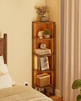 Étagère d'angle, bibliothèque d'angle à 5 niveaux, meuble d'angle pour chambre à coucher, étagère d'angle pour petit espace, étagères en bois