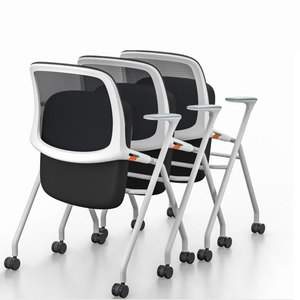 Chaise de bureau moderne pliable en maille avec tablette d'écriture, roulettes confortables, chaise de formation pour l'école et usage commercial - Product Image 2