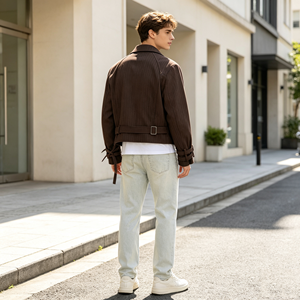 Custom Vintage Men Fashion Vertical Striped Cropped <strong>Jacket</strong> Casual Long Sleeve Short <strong>Jacket</strong> Outerwear Streetwear - Product Image 3