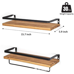 Drop shipping available for wooden wall-mounted towel <b>racks</b> and bathroom storage <b>shelves</b>. - Product Image 4