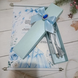 Invitación de Quinceañera Azul Princesa <span class=keywords><strong>Cenicienta</strong></span> con Caja, Borla de Diamantes de Imitación, Invitaciones Brillantes de Color Marfil para Fiesta de Veinteaños - Product Image 3