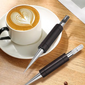 Ebony coffee latte art needle, stainless steel latte art <b>pen</b>, professional crochet needle, carving needle - Product Image 1