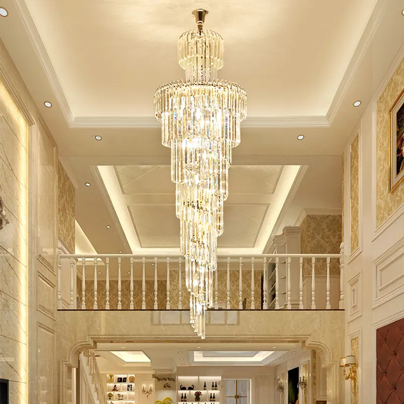Modern Luxury Crystal Chandelier For Hotel Villa Living Room decoration Long Flush Mount Ceiling Lamps Staircase Lighting