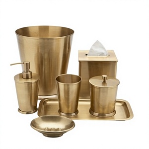 Ensemble de salle de bain en laiton antique à six pièces, accessoires métalliques classiques pour la maison et l'hôtel, design rond durable. - Product Image 1