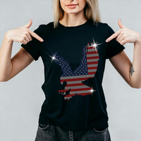 Transfert thermique personnalisé avec strass pour la fête de l'Indépendance, motif en strass pour t-shirt