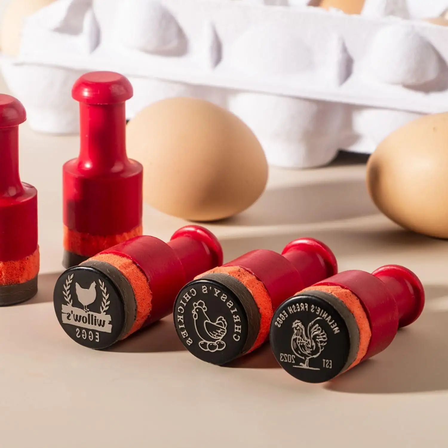 Penjualan terlaris pabrik stempel telur ayam cepat kering tinta kilat cap logo telur