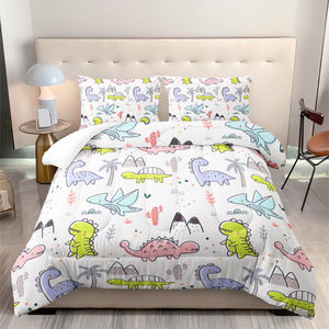 طقم لحاف فاخر مطبوع بتقنية ثلاثية الأبعاد بتصميم حيوانات كرتونية لطيفة (قطط وكلاب) من 3 قطع، 100% بوليستر مرن - Product Image 1