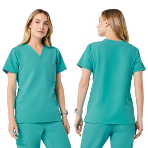 Alta calidad más enfermera Sexy moda Scrubs conjuntos mujeres enfermería Casual médico manga corta Unisex Oem servicio hecho rayón - Product Image 3