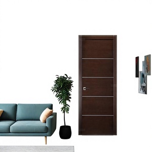 Porte battante moderne en bois massif avec isolation acoustique et placage en noyer fini pour usage hôtelier, porte intérieure - Product Image 1