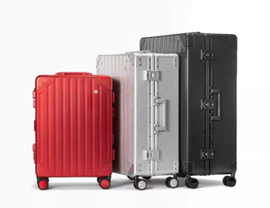 Valise de voyage d'affaires en alliage d'aluminium Mg de 20 pouces avec design découpé au laser |   Étui rigide fin pour les courts trajets, serrure TSA et roulettes omnidirectionnelles - Product Image 1