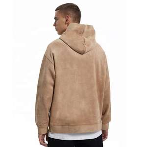 Sweat à capuche en micro-suède doux pour homme avec logo 3D en relief, personnalisable OEM, design à boutons-pression - Product Image 2