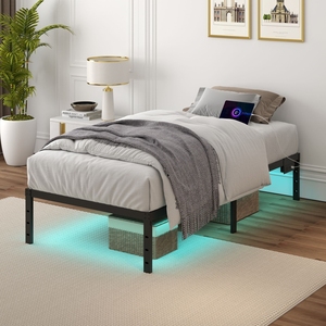 Cama <span class=keywords><strong>de</strong></span> hierro engrosada al mejor precio, estructura <span class=keywords><strong>de</strong></span> cama sencilla con tira <span class=keywords><strong>de</strong></span> luz, cama individual <span class=keywords><strong>de</strong></span> hierro especial para habitación <span class=keywords><strong>de</strong></span> alquiler - Product Image 4