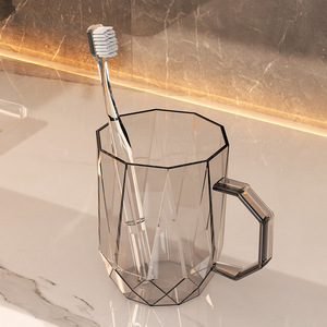 Gobelet à brosse à dents géométrique translucide noir, support simple, gobelet de salle de bain pour usage quotidien - Product Image 5