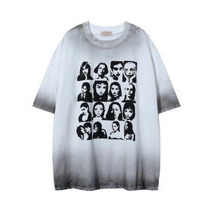 เสื้อยืดแนวสตรีทฮิปฮอปของผู้ชายสำหรับฤดูร้อน2025เสื้อยืดผ้าฝ้ายลายอวตารผ้าสีเข้มเสื้อถักแขนสั้นทรงหลวมสำหรับ100% - Product Image 1