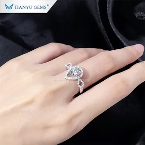 Bague de fiançailles momanite, anneau en diamant, bijoux gemmes, or blanc 10k, design populaire, en stock