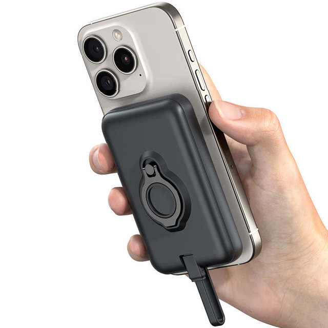 10000mAh Portable Charger with Built in Cable,20W Travel Power Bank Fast Charging, USB C Cell Phone Battery Pack With Bracket