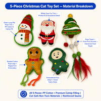 Ensemble de jouets pour chat de Noël à la catnip, comprenant un Père Noël en peluche, un bonhomme de neige, un jouet en forme de pain d'épices et un jouet à plumes pour chaton, pour le jeu autonome, cadeau, 6 styles