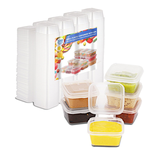 Contenants alimentaires jetables en plastique PP transparents avec couvercles, format 1oz, 2oz, 3oz, 4oz, 5oz, pour sauces carrées à emporter - Product Image 1