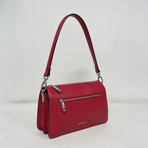 Women Red Grain Leather <b>Underarm</b> <b>Bag</b> Zip Closure Detachable Strap Daily Casual Crossbody Purse - Product Image 6