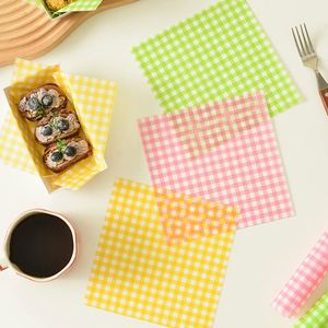 Personalized Customized Biodegradable Wax Coated Greaseproof <b>Paper</b> Light Color Checked <b>Burger</b> Bread Cake Cookie <b>Wrapping</b> <b>Paper</b> - Product Image 1