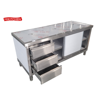Table de travail en acier inoxydable, meuble de cuisine moderne, meuble de Restaurant, préfabriquée, avec accessoires pour tiroirs et armoires