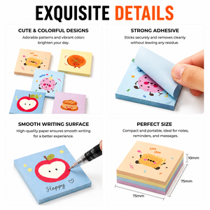 Cartoon Sticky Notes Memo Pad, Adhesive Post‑it Style <b>Notepads</b>, Smooth Writing Paper for Office School <b>Desk</b> Organizer Stationery - Product Image 2
