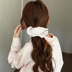 Élastique à cheveux plissé style coréen pour femme, grande taille, nouvelle collection 2026, haute élasticité, durable, FQ1505, rétro - Product Image 3