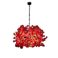 Décoration de mariage, lustre floral LED, fleurs de cerisier artificielles, luminaire suspendu, lampe de plafond romantique à fleurs rouges, salle de banquet