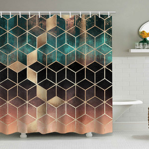 <span class=keywords><strong>Rideau</strong></span> de <span class=keywords><strong>douche</strong></span> moderne en polyester, imprimé numérique 3D effet marbre <span class=keywords><strong>nid</strong></span> <span class=keywords><strong>d</strong></span>'<span class=keywords><strong>abeille</strong></span>, imperméable et anti-moisissure, avec 12 crochets - Product Image 4