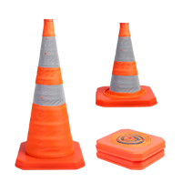 Panneaux de signalisation routière réfléchissants prismatiques haute intensité, pliables, en tissu Oxford orange haute visibilité, base ABS, 30cm/45cm/70cm/90cm
