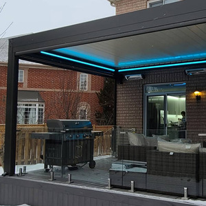 Pérgola Bioclimática de Aluminio Personalizada, Impermeable, con Toldo Motorizado Deslizante y Techo de Láminas - Product Image 6