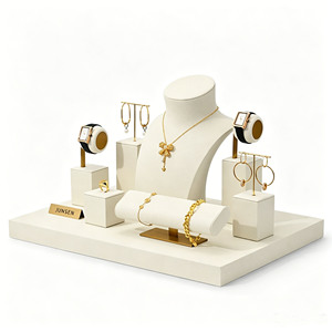 JUNSEN Espositori di Lusso per Gioielli: Set Beige per Orologi, Bracciali, Orecchini e Collane - Prodotto in Cina con Servizio di Realizzazione Stampi e Campioni - Product Image 5
