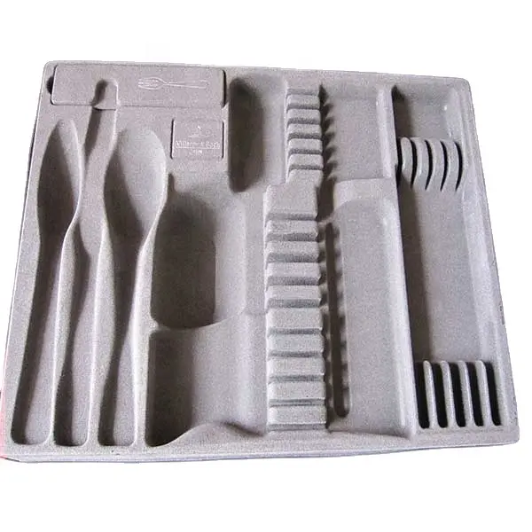 custom Plastic blister tray black PS flock tray for cutlery tableware