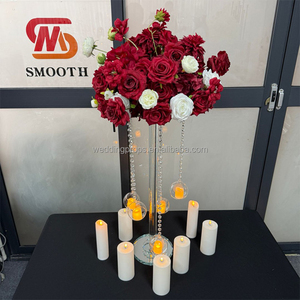 2025 New Latest Design 3 Glass Cylinder Set <strong>Vase</strong> Rose Table Wedding Gold <strong>Vase</strong> Centerpiece Acrylic <strong>Flower</strong> Stand - Product Image 4