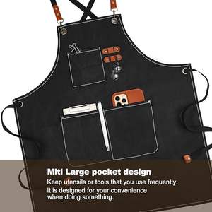<span class=keywords><strong>Delantal</strong></span> <span class=keywords><strong>de</strong></span> Trabajo Personalizado con Logotipo, Color Marrón y Negro, Tirantes Cruzados Ajustables, Talla Adulto, para Salón <span class=keywords><strong>de</strong></span> Belleza, Cafetería, Panadería - Product Image 3