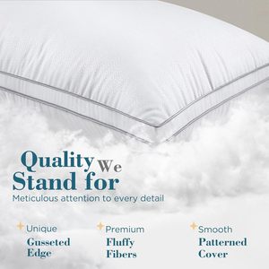 Oreiller de voyage moderne en plumes d'oie naturelles, soutien cervical, motif uni, housse 100% coton, personnalisable, léger, 400TC - Product Image 2