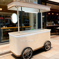 Chariot de vente ambulante de crème glacée et de gelato de qualité supérieure 2025, avec vitrine réfrigérée, à pousser à la main