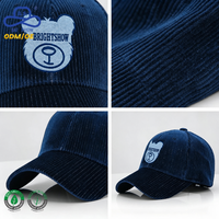 Cappellino da Baseball Professionale in Velluto a Coste Blu Navy Lucido Stile Street con Logo Animale Personalizzato per Uomo e Donna, Caldo per l'Inverno