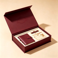 Livre magnétique de luxe personnalisé  Boîte cadeau élégante pour bloc-notes, stylo, marque-page, ensemble de papeterie de bureau, boîte d'emballage avec insert en mousse EVA
