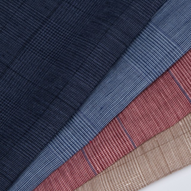 European Flax Eco-Friendly 100% Linen Fabric 135gsm Comfortable Woven Yarn Dyed Plaid Checks Pure Linen Fabric for Clothing