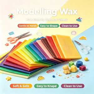 Feuilles <span class=keywords><strong>de</strong></span> cire à modeler 6 couleurs, fabriquées à partir <span class=keywords><strong>de</strong></span> cire d'abeille naturelle, cire à sculpter, cire d'abeille pour la sculpture artistique et l'art décoratif - Product Image 1