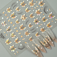 Autocollants pour ongles en forme de papillon blancs autocollants avec strass, autocollants en relief 5D pour la décoration des ongles